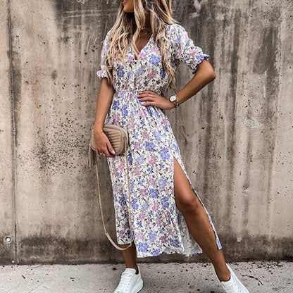 Robe Soirée Élégante Décolleté Plongeant Manches Courtes