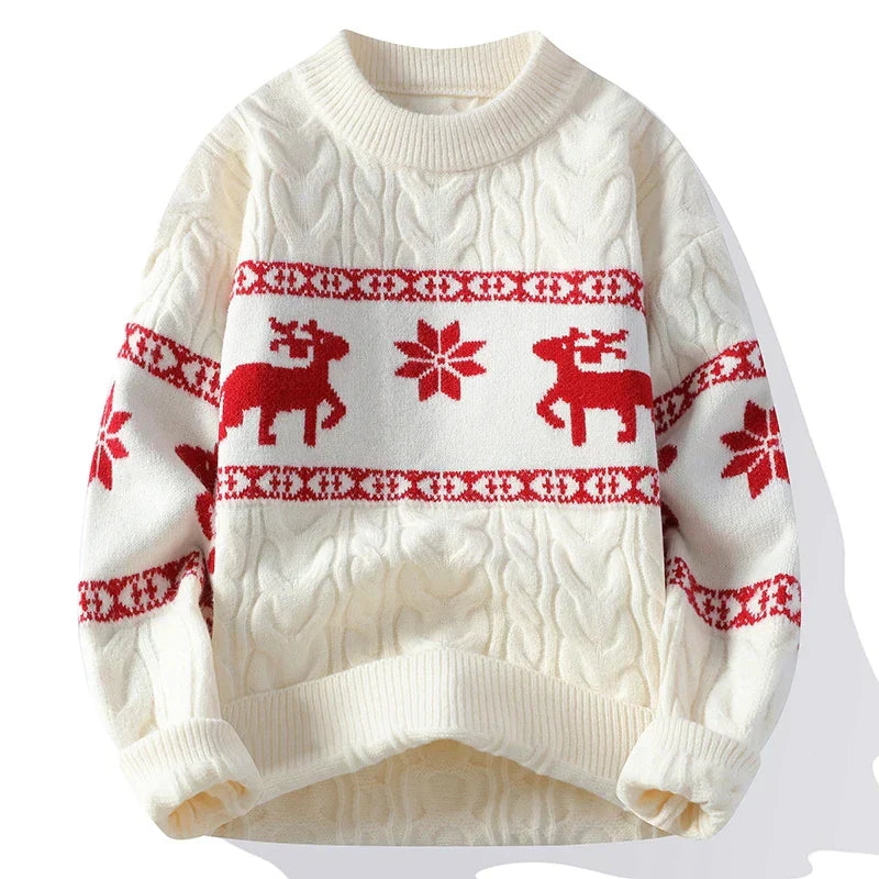 Pull Noël Rouge avec Motif Renne Doux et Confortable - BerlinGlamour