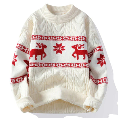 Pull Noël Rouge avec Motif Renne Doux et Confortable - BerlinGlamour