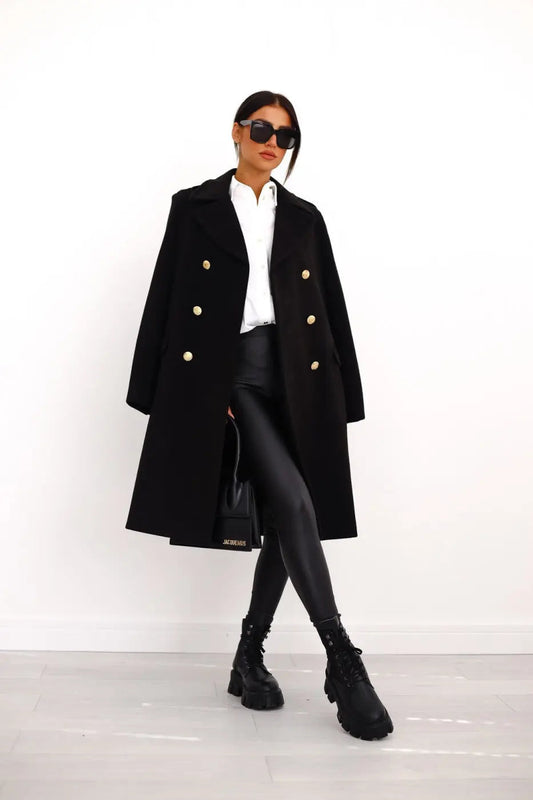 Manteau Femme Double Boutonnage en Laine Douce - BerlinGlamour