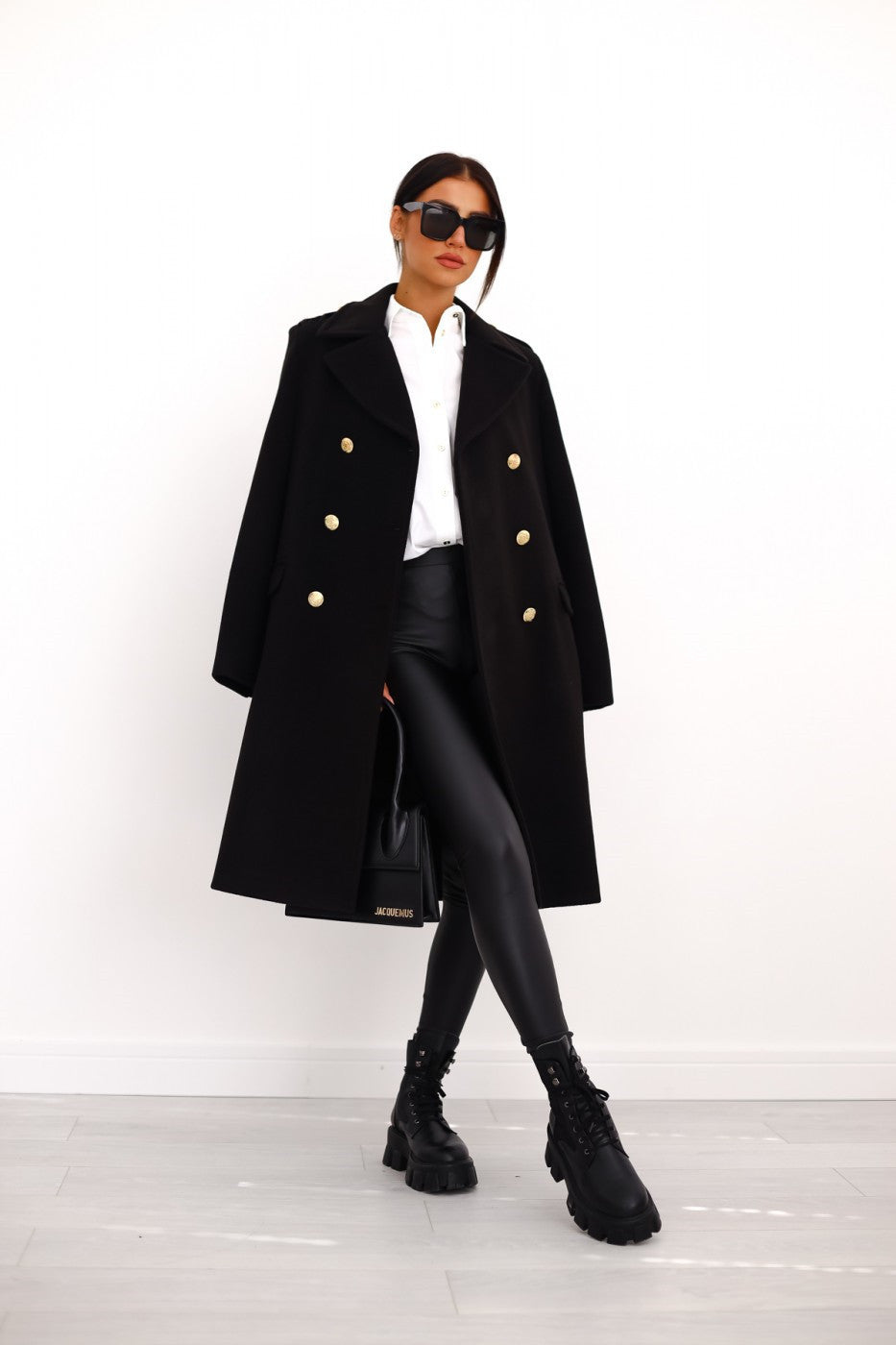 Manteau Long Femme Laine Mélangée Boutons Coupe Élégante - PanierRoyale