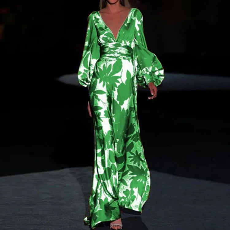 Robe Soirée Longue Col en V pour Femme