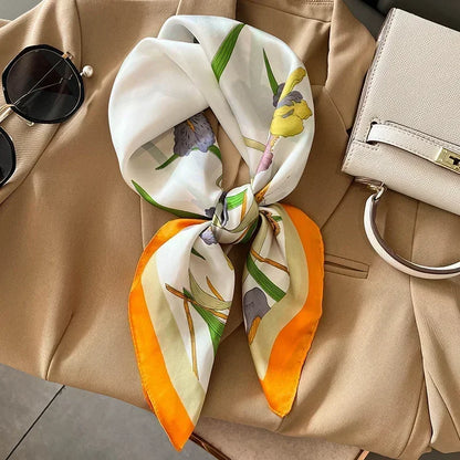 Foulard Carré Femme Satin Imprimé Multi-usage