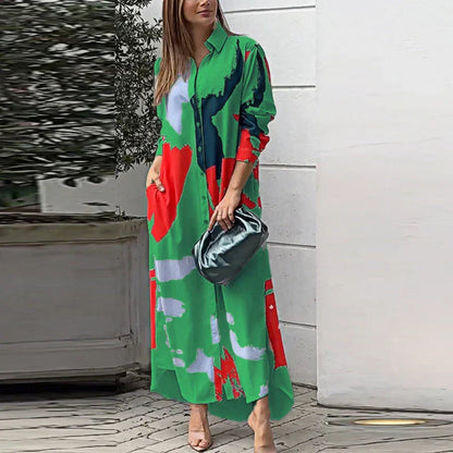 Robe Chemisier Floral Élégante Boutons Devant