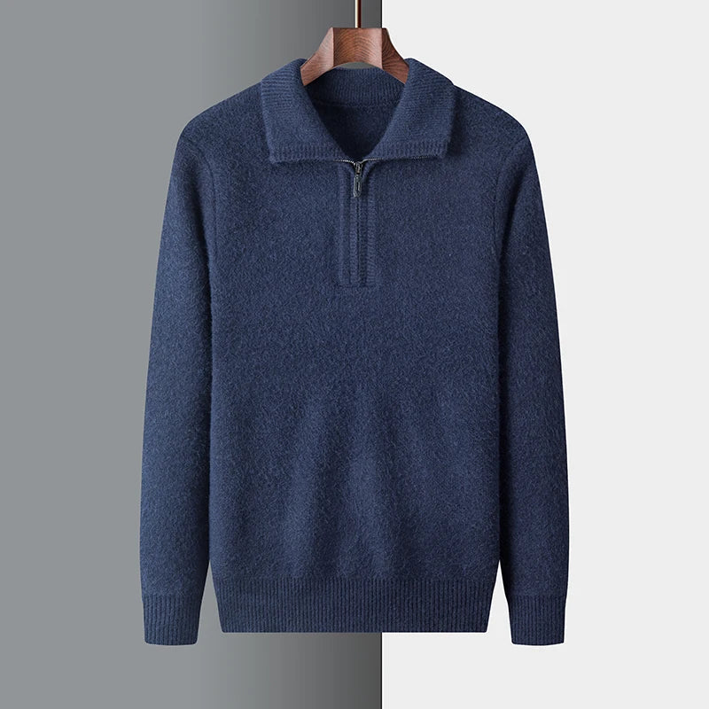 Pull Homme Hiver Col Zip Décontracté
