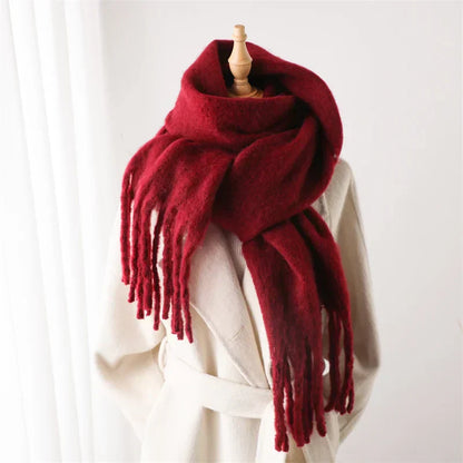 Écharpe Femme Hiver Douce et Chaude aux Franges