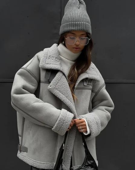 Veste femme hivernale en laine douce et chaude