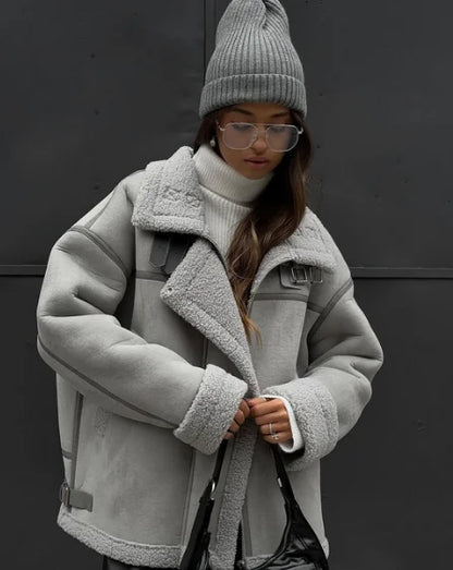 Veste femme hivernale en laine douce et chaude