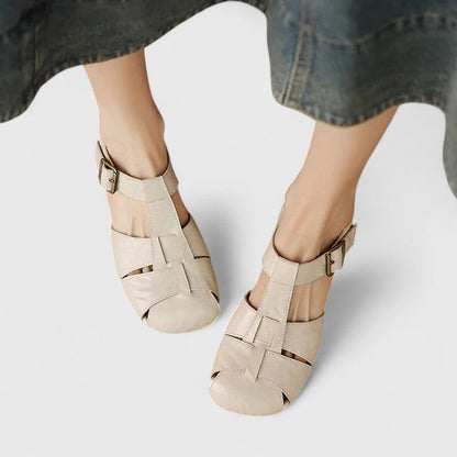 Sandales Femmes Vintage à Bout Ouvert et Talon Bloc