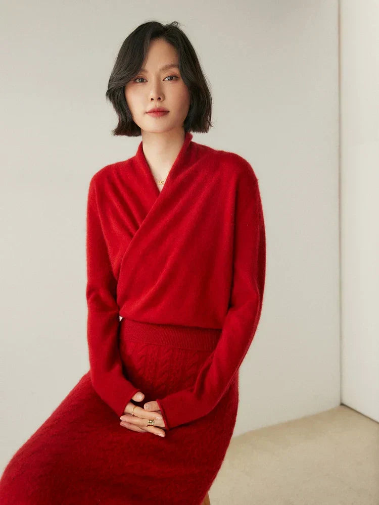 Pull femme élégant en maille avec col montant