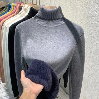 Pull Femme Laine Douce à Col Roulé Chaud