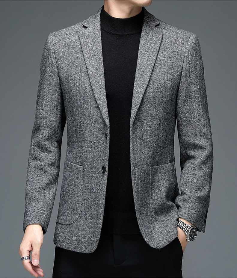 Blazer Homme Élégant Gris Tailleur