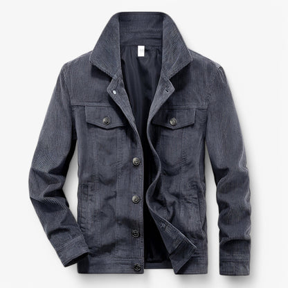 Veste Velours Élégante Manches Longues et Poches Profondes