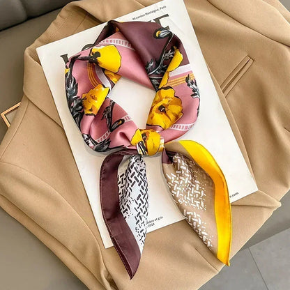 Foulard Carré Femme Satin Imprimé Multi-usage