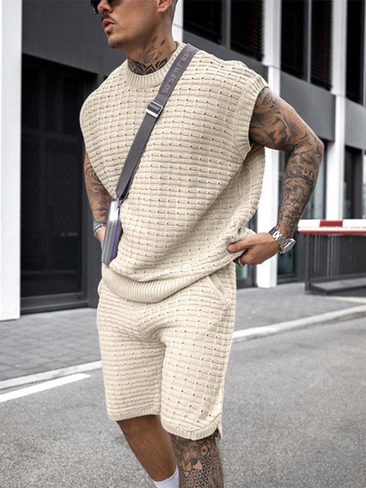 Ensemble Homme Tricot Décontracté Été