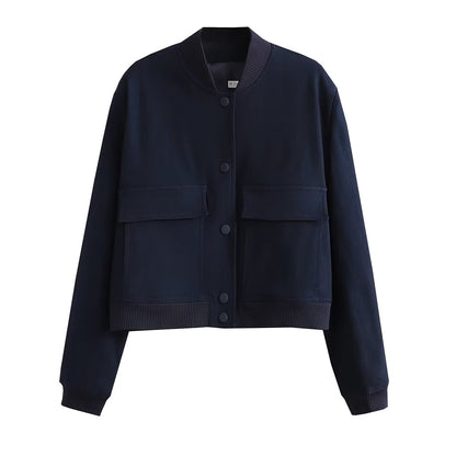 Veste femme courte avec poches, style décontracté pour tous les jours
