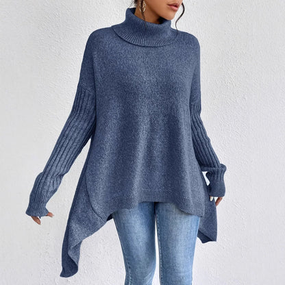 Pull Oversized Femme Hiver Confortable à Col Montant