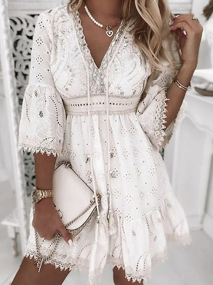 Robe de soirée dentelle chic pour femme