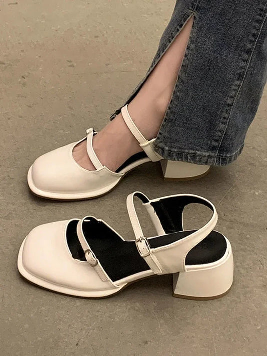 Sandale Bloc Talon Quadré Vintage - BerlinGlamour