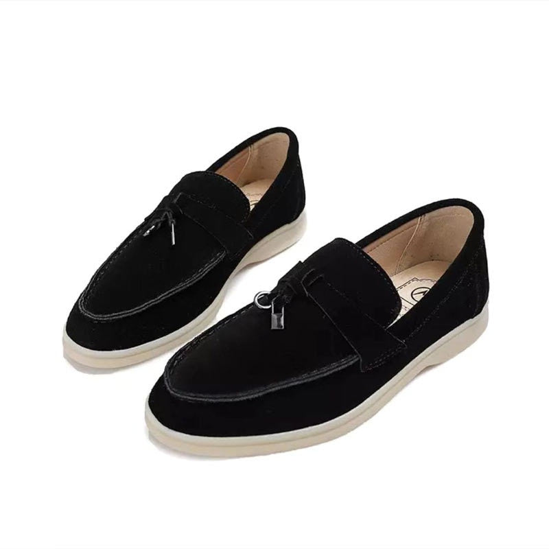 Mocassins Femme Élégants - Chaussures Cuir Souple avec Talon Plat