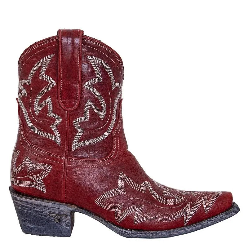 Bottes Cowboy Femmes à Talon Plat et Large