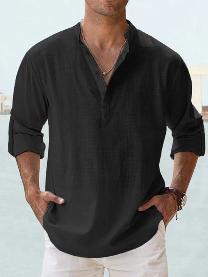 Chemise Homme Lin Respirante Coupe Ajustée Manches Longues