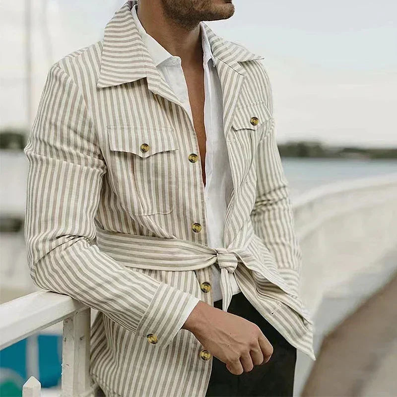 Veste Homme Élégante avec Ceinture - Classique et Raffinée