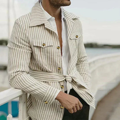 Veste Homme Élégante avec Ceinture - Classique et Raffinée