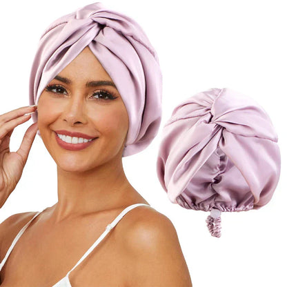 Bonnet de Nuit en Soie Douce et Élastique Lavande
