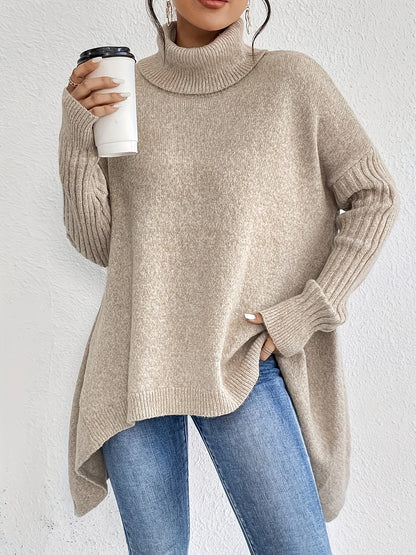 Pull Oversized Femme Hiver Confortable à Col Montant