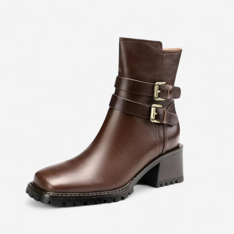 Bottines Femme Chic à Talon Bas et Fermeture Éclair Rapide