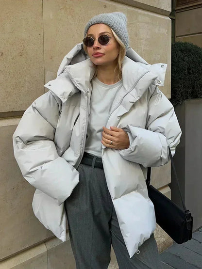 Doudoune femme hivernale brune avec capuchon