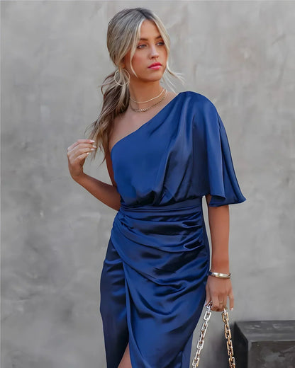 Robe Féminine en Soie Mi-Longue Élégante