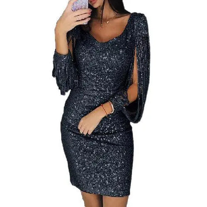 Robe de soirée glamour pailletée femme
