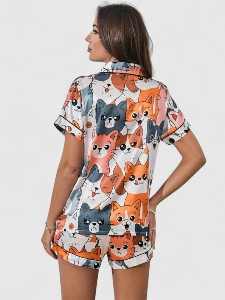 Pyjama Court Femme Chat Mignon - BerlinGlamour