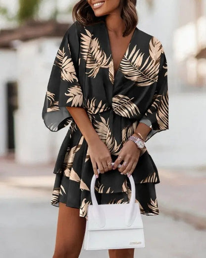 Robe Été Florale Manche Courte pour Femme