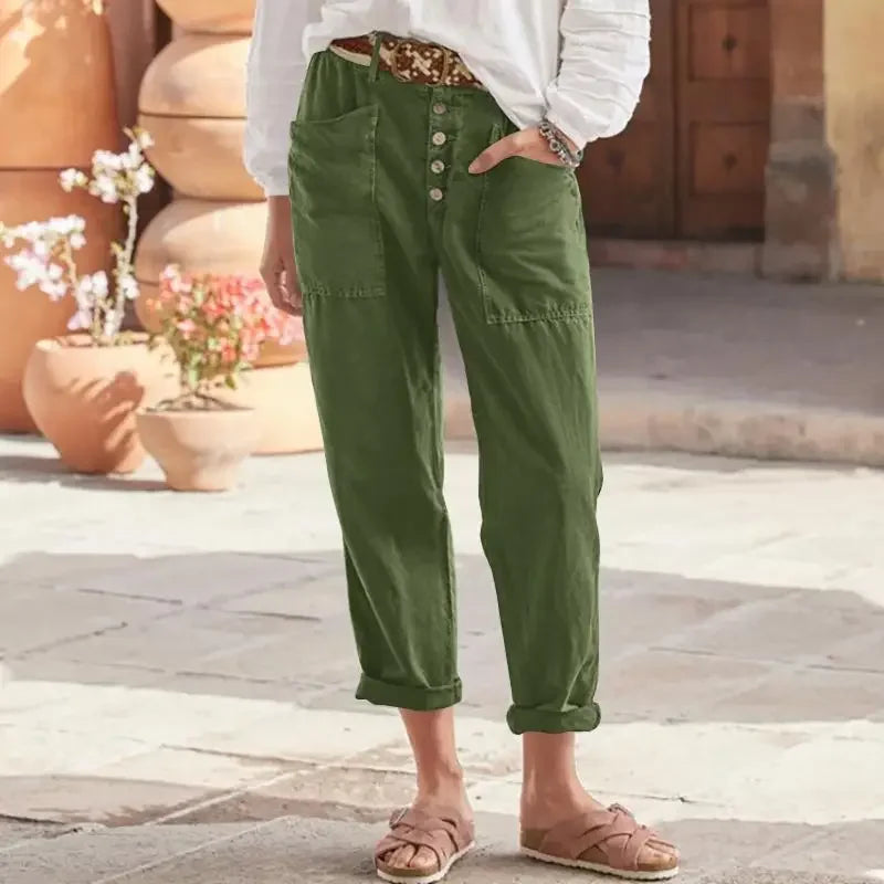 Pantalon Rose Confortable pour Femme avec Ceinture Élastique