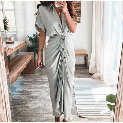 Robe de Soirée Femme Élégante - Robe Longue en Polyester Léger avec Décolleté et Dentelle