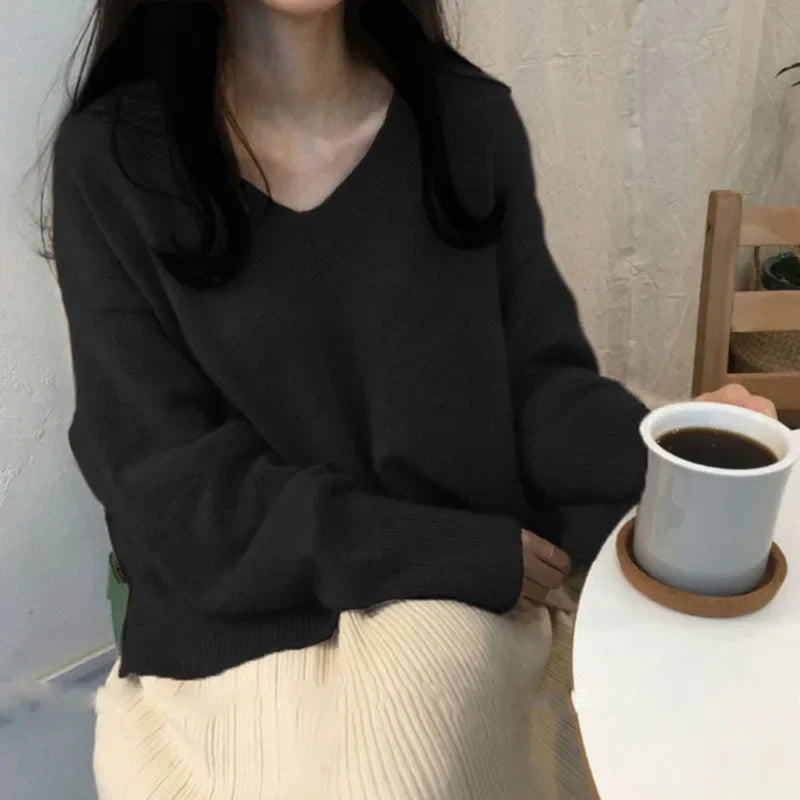 Pull Cachemire Femme Hiver Col En V - PanierRoyale