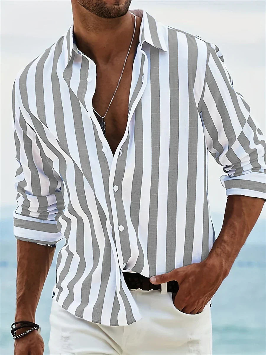 Chemise Homme Lin Biologique Bleu Clair Été