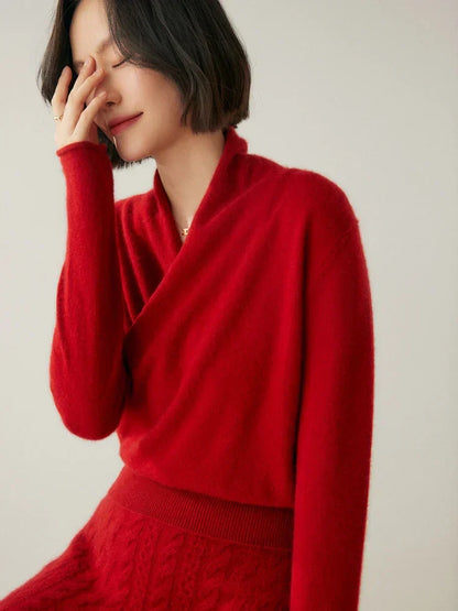 Pull femme élégant en maille avec col montant