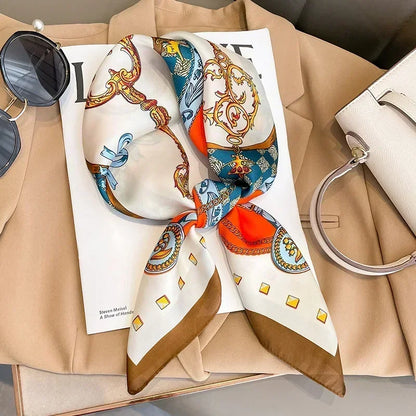 Foulard Carré Femme Satin Imprimé Multi-usage