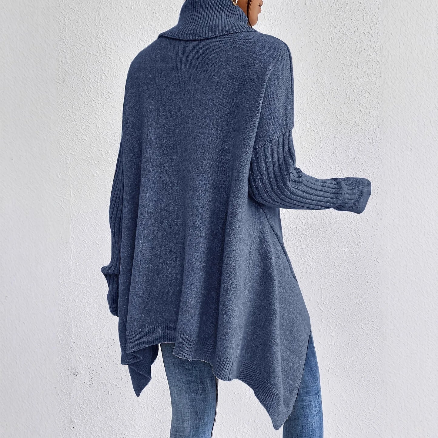 Pull Oversized Femme Hiver Confortable à Col Montant