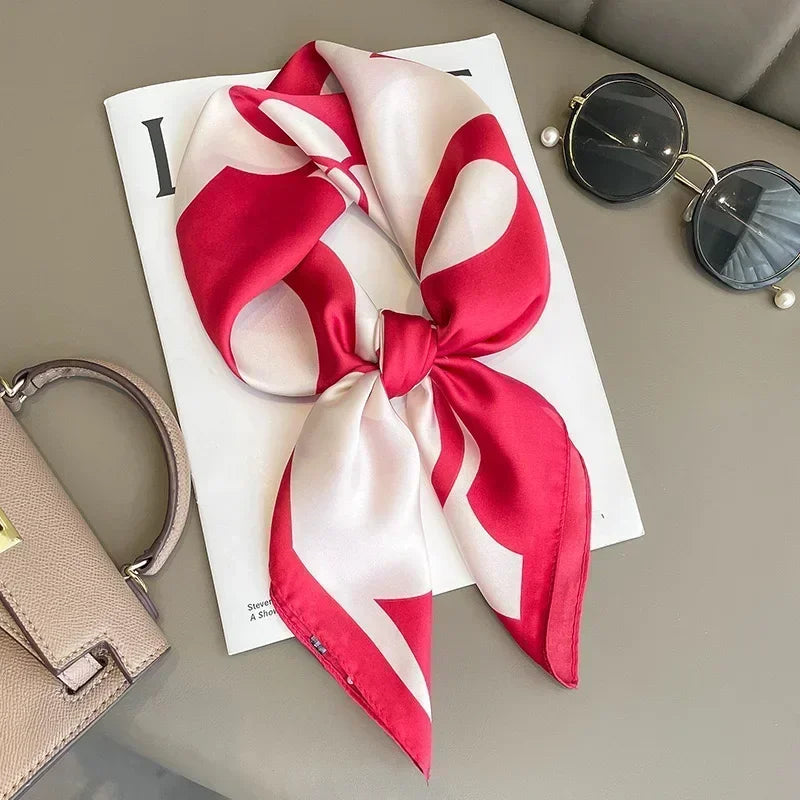 Foulard Carré Femme Satin Imprimé Multi-usage