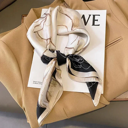 Foulard Carré Femme Satin Imprimé Multi-usage