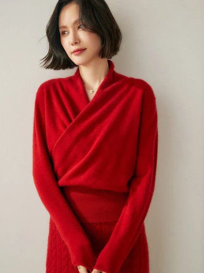 Pull femme élégant en maille avec col montant