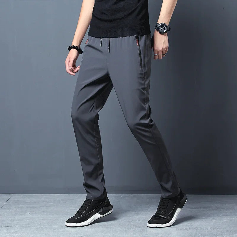 Pantalon Homme Coton Taille Élastique Poches Zippées