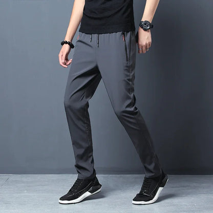 Pantalon Homme Coton Taille Élastique Poches Zippées