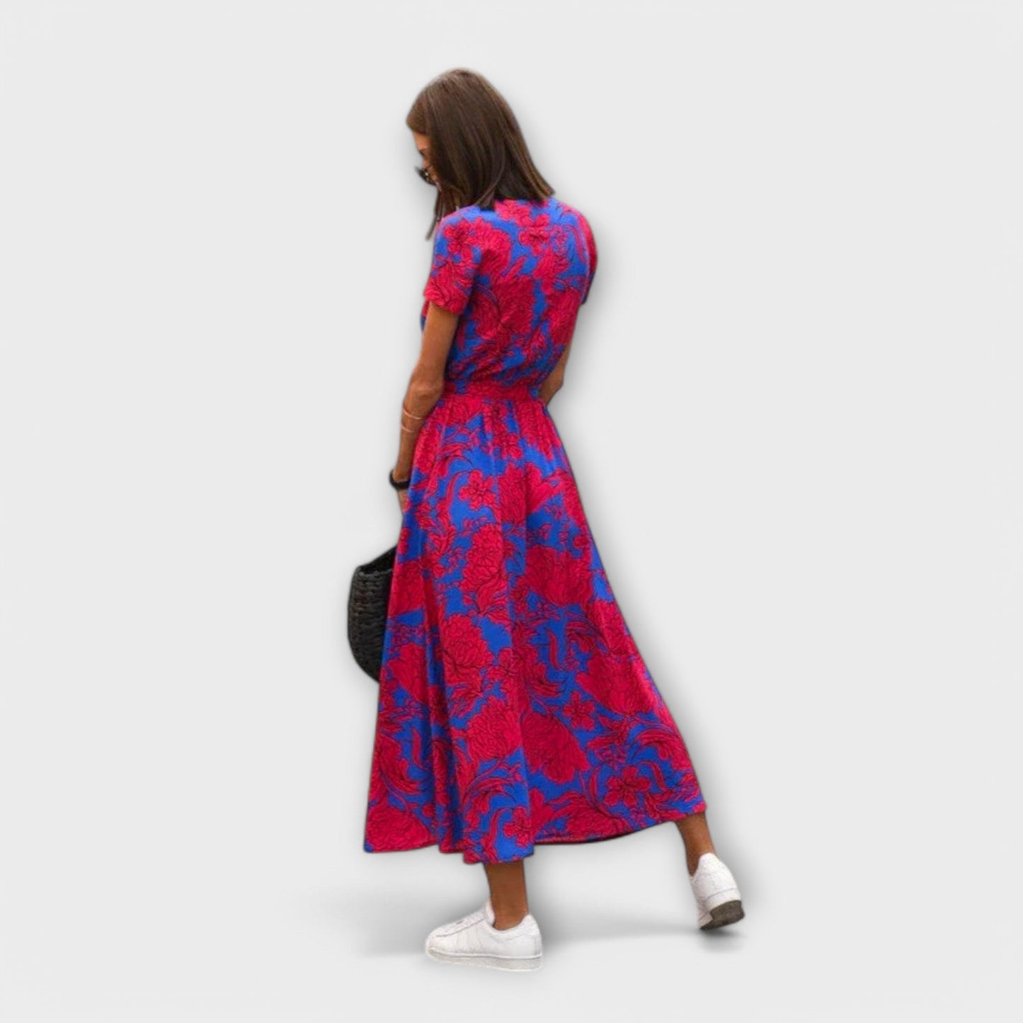 Robe Féminine Décontractée avec Col en V et Ceinture