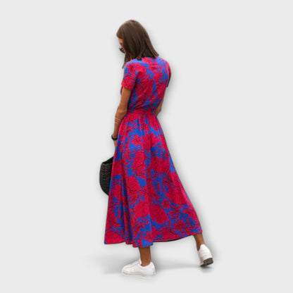 Robe Féminine Décontractée avec Col en V et Ceinture